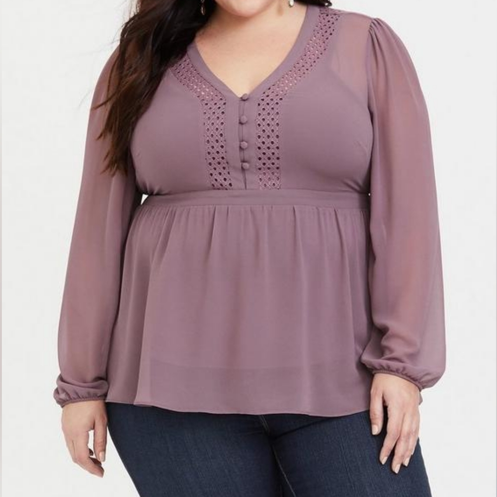 Purple Lace Chiffon Blouse